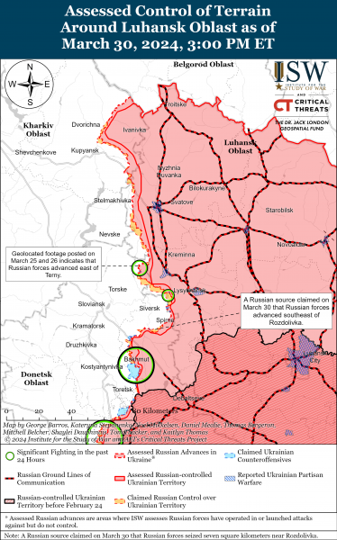 
Росіяни зосереджуються на Лиманському напрямку: карти ISW 