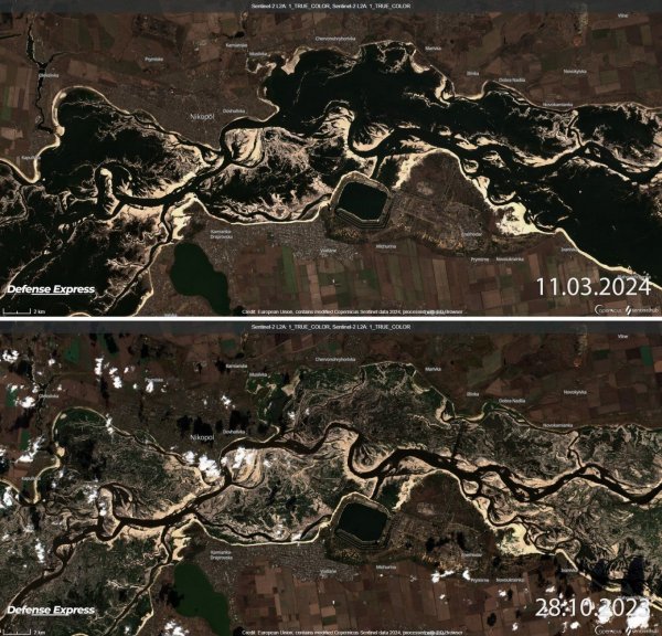 
До Каховського водосховища повернулася вода: як це вплине на бойові дії, що показують супутникові знімки
