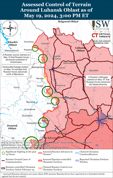 
РФ продовжує наступ біля Куп'янська та посилила активність біля Бахмута: карти ISW 