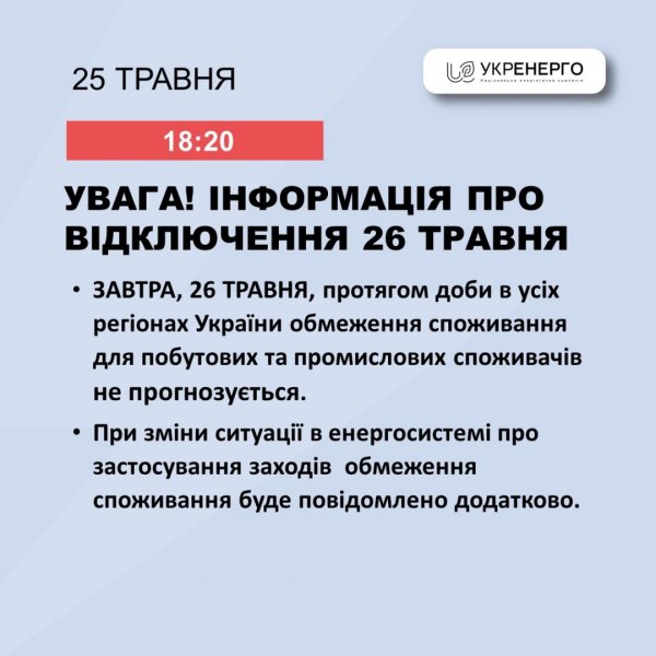 Укренерго не прогнозує на неділю відключень світла