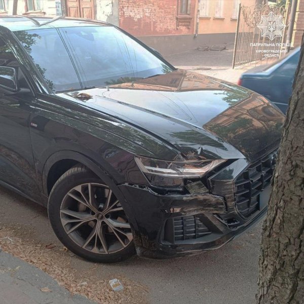 У Кропивницькому водій Audi в’їхав у припарковане авто, потім у дерево й намагався втекти