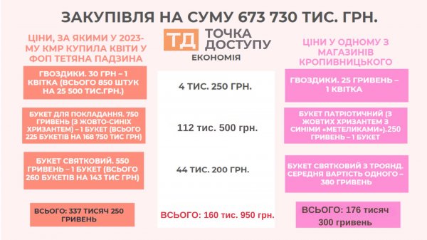 Чому не дрони? Розповідаємо про "квіткові" тендери у Кропивницькому з однією учасницею