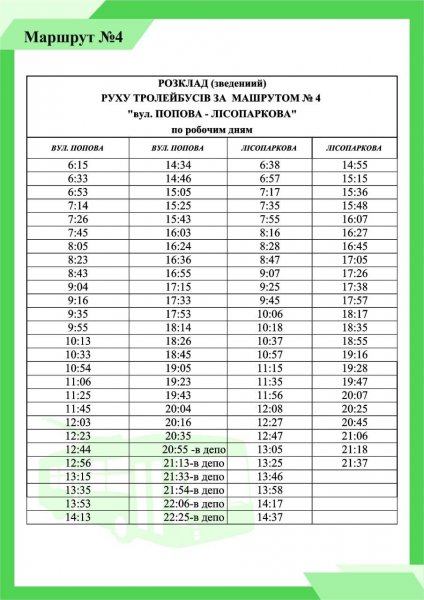 Графік руху автобусів та тролейбусів у Кропивницькому – 2025