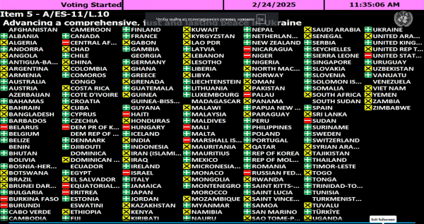 
Генасамблея ООН прийняла резолюцію щодо України. США та РФ голосували проти 