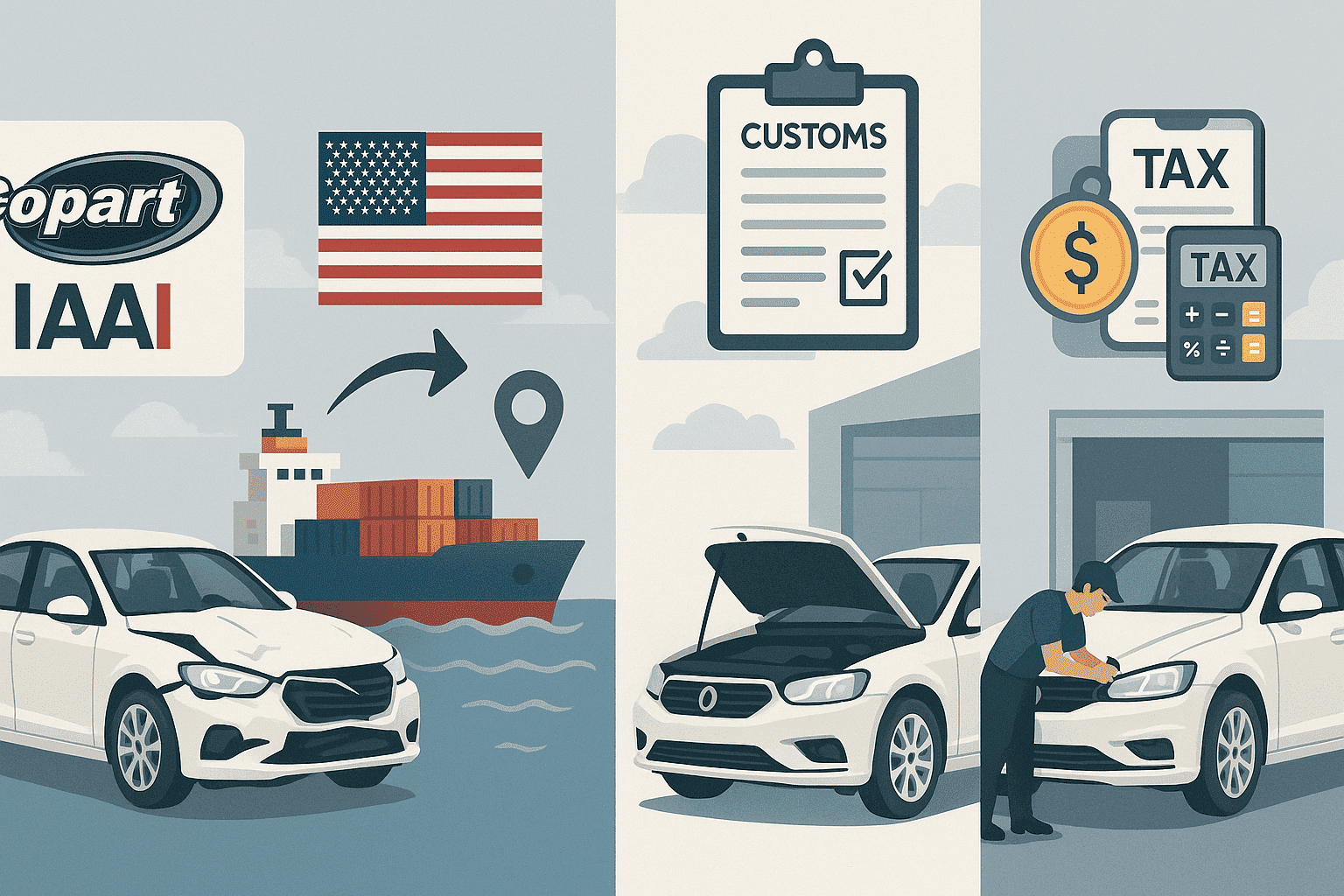Дізнайтеся, як вигідно купити авто з США через аукціони Copart або IAAI: плюси, мінуси, доставка, розмитнення та ремонт. Практичний гід.
