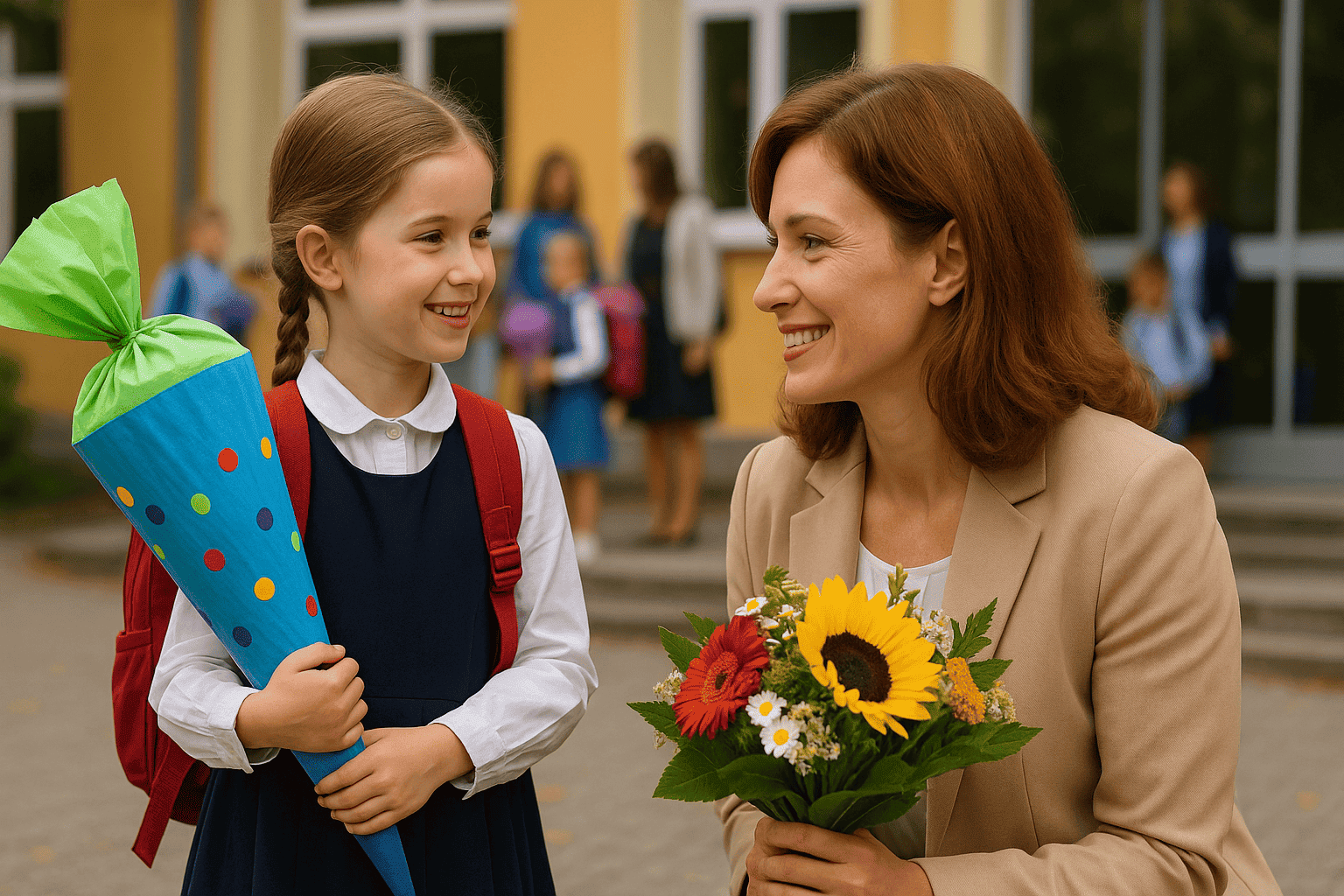 Дізнайтеся, як святкують 1 вересня в Німеччині, традиції та привітання для учнів і вчителів німецькою мовою на День першого дзвоника (Erster Schultag).