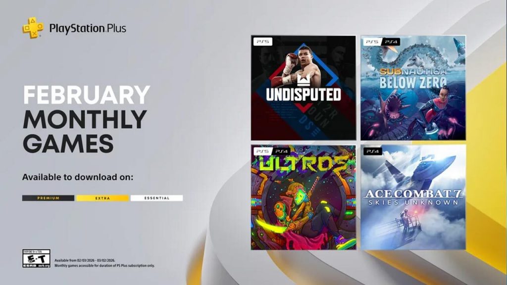 PlayStation Plus на лютий 2026 року: чотири безкоштовні ігри, включно з Undisputed, Subnautica: Below Zero, Ace Combat 7 і Ultros, доступні з 3 лютого