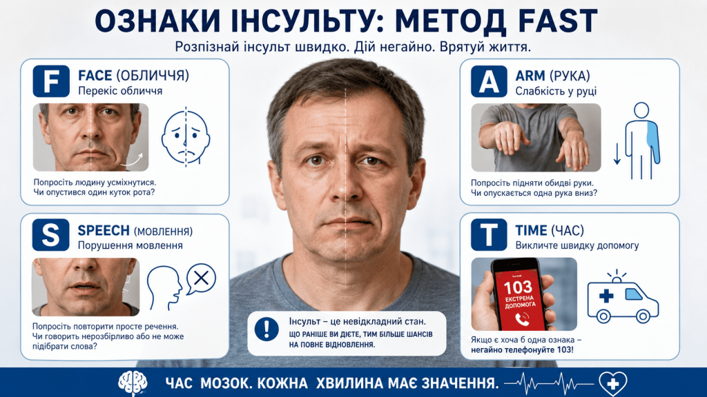 Ознаки інсульту, які важливо знати кожному